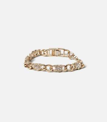 Freedom Gold Diamanté Heart Chain Bracelet