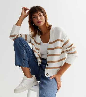 Brown Stripe Knit Cardigan