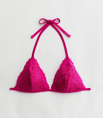 Pink lace triangle bikini top - Magic Hands Boutique