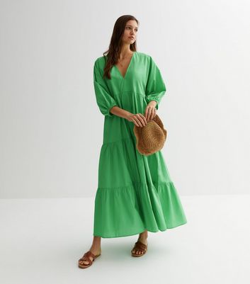 Long puff hotsell sleeve maxi dress