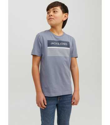 Jack & Jones Junior Blue Stripe Logo T-Shirt