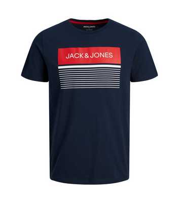 Jack & Jones Navy Stripe Logo T-Shirt