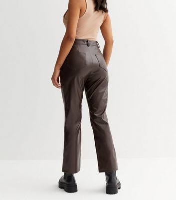 Leather look 2025 petite trousers