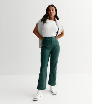 Green High Tie Waist Trousers  New Look