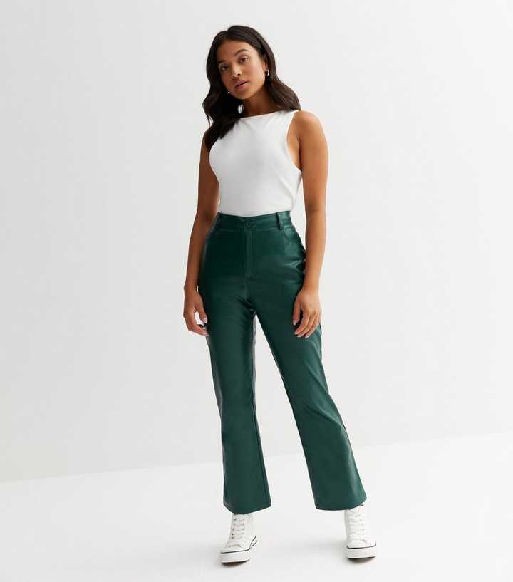 https://media2.newlookassets.com/i/newlook/858916438M1/womens/clothing/trousers/petite-dark-green-leather-look-high-waist-western-trousers.jpg?strip=true&qlt=50&w=720
