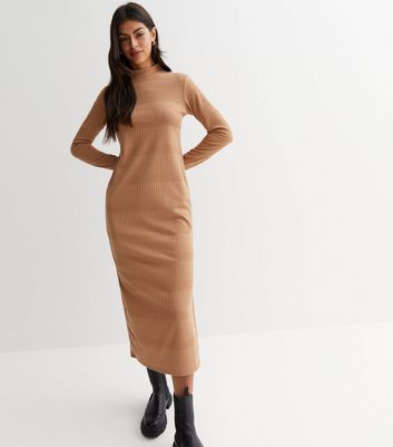 camel long sleeve dress