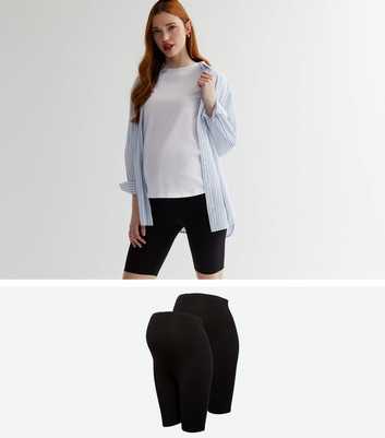 Maternity 2 Pack Black Jersey Cycling Shorts