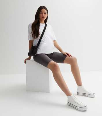 Maternity Black Acid Wash Cycling Shorts
