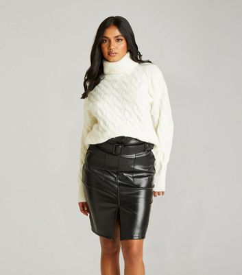 Urban Bliss Black Leather-Look Belted Mini Skirt