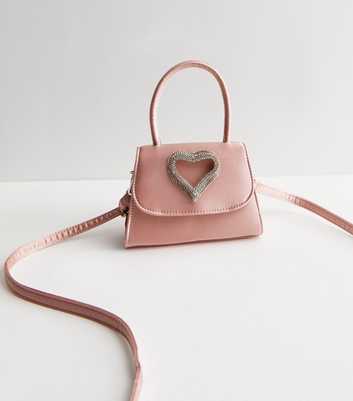 Public Desire Pale Pink Satin Heart Cross Body Bag