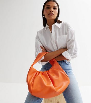 Public Desire Orange Ruched Grab Handle Bag