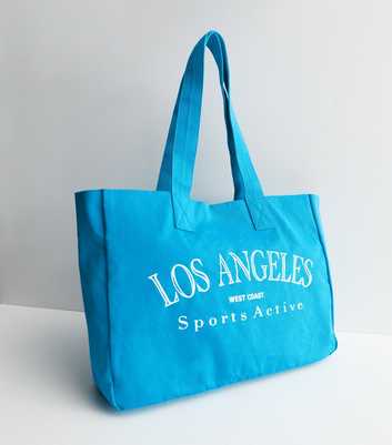 Public Desire Blue Los Angeles Logo Canvas Tote Bag