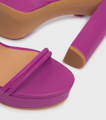 London Rebel Deep Pink Leather-Look Platform Block Heel Sandals New Look