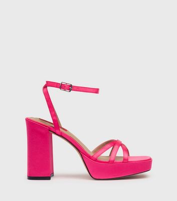 Reiss Magda Chain - Satin Strappy Heeled Sandals in Black | Lyst