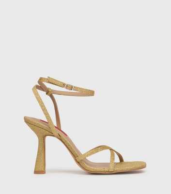 London Rebel Gold Glitter Strappy Stiletto Heel Sandals