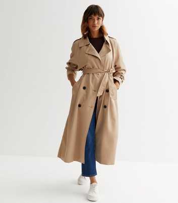 ONLY Camel Revere Collar Belted Trench Coat