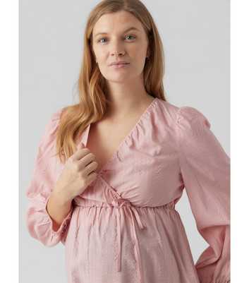 Mamalicious Maternity Pink Puff Sleeve Wrap Top