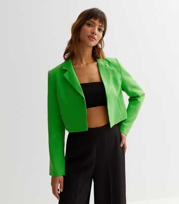 ONLY Green Button Front Crop Blazer