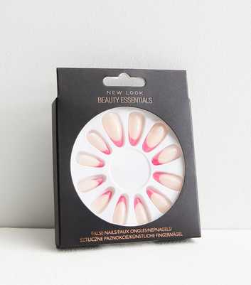Bright Pink Tip False Nails