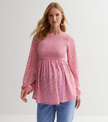 Mamalicious Maternity Pink Abstract Jersey Long Sleeve Top New Look
