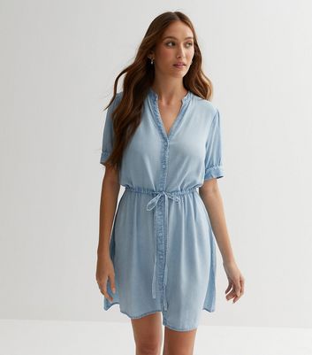 Petite Blue Denim Strappy Slip Dress | New Look