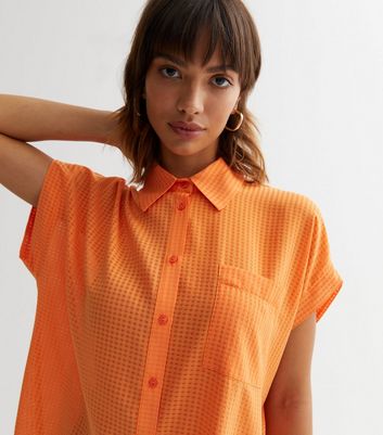 Bright Orange Check Short Sleeve Shirt New Look