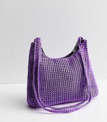 Purple Diamanté Shoulder Bag