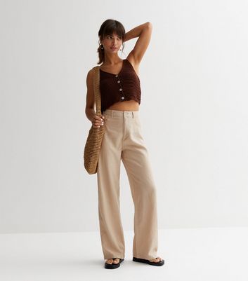 New Look Ribbed Split Front Flare Pants In Black | ModeSens