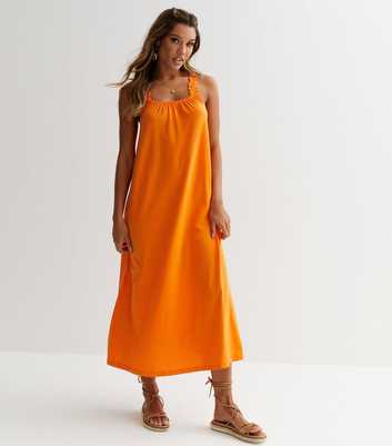 ONLY Bright Orange Jersey Strappy Midi Dress