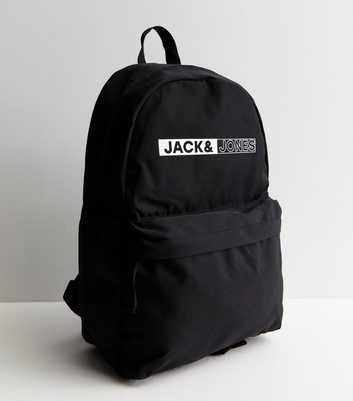 Jack & Jones Black Pocket Front Logo Backpack