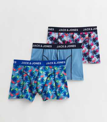 Jack & Jones 3 Pack Navy Mixed Tropical Logo Boxers