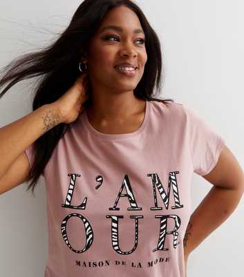 Curves Pink Zebra Print Lamour Logo T-Shirt