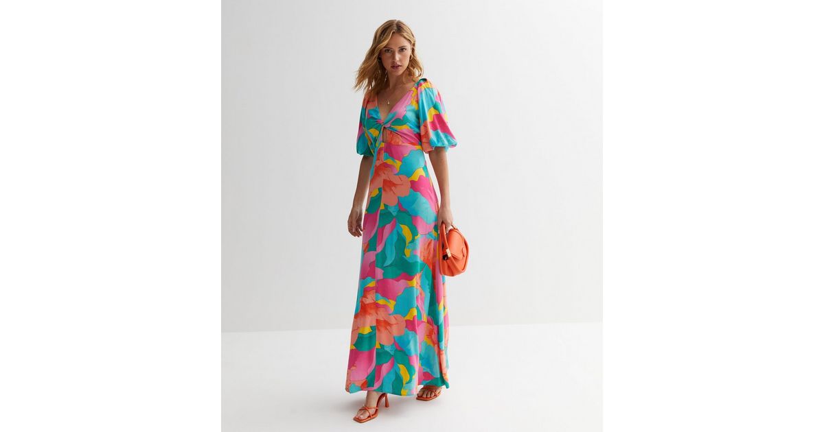 VILA Pink Floral Twist Front Maxi Dress | New Look