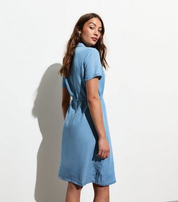 Sunshine Soul Pale Blue Denim Belted Midi Dress New Look