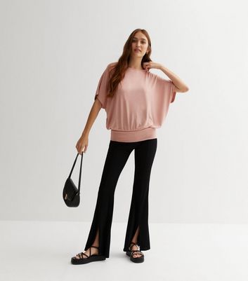 Pale Pink Fine Knit Batwing Top New Look