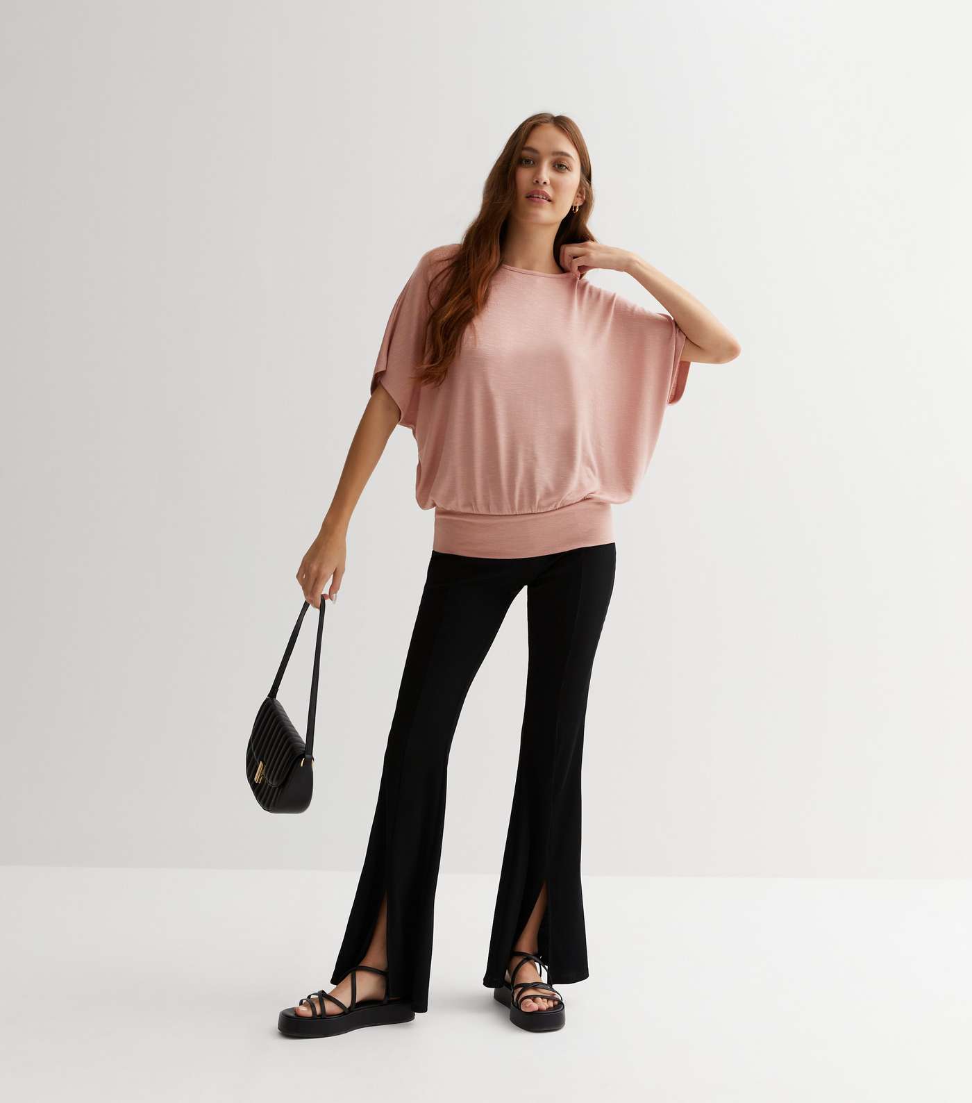 Pale Pink Fine Knit Batwing Top Image 3