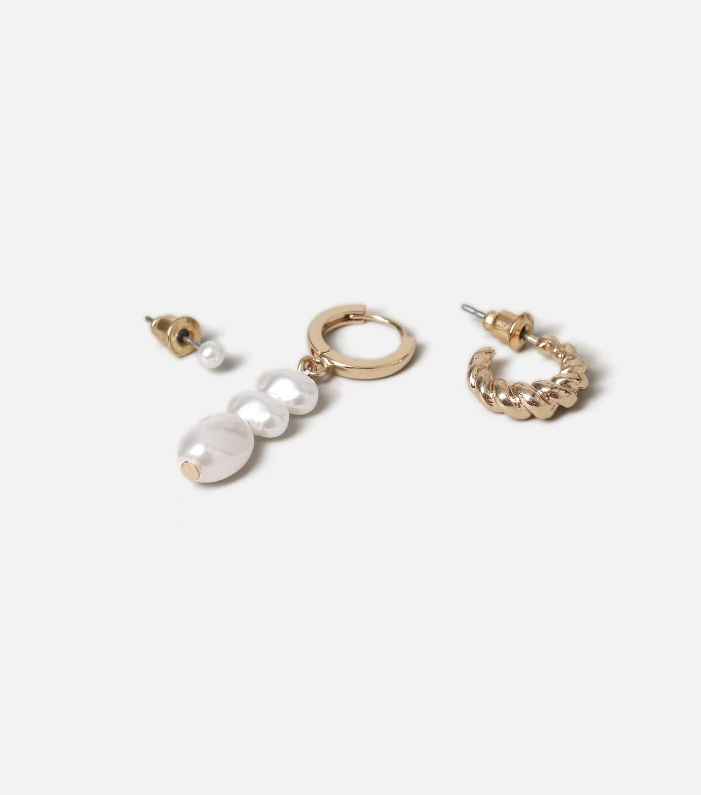 Freedom 3 Pack Gold and Faux Pearl Earrings Image 2