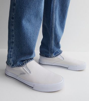 Jack Jones White Canvas Slip On Trainers New Look