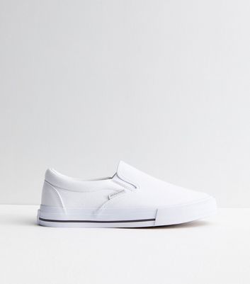 Mens white canvas on sale slip on sneakers