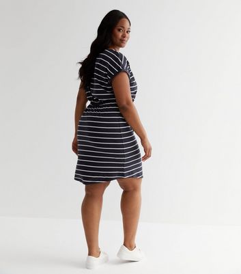 Blue dress 2024 with black stripes