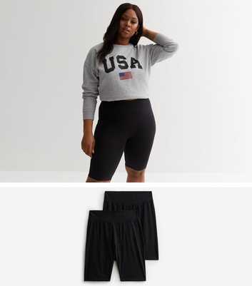 Curves 2 Pack Black Cycling Shorts