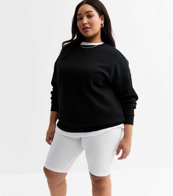 Curves White High Waisted Cycling Shorts