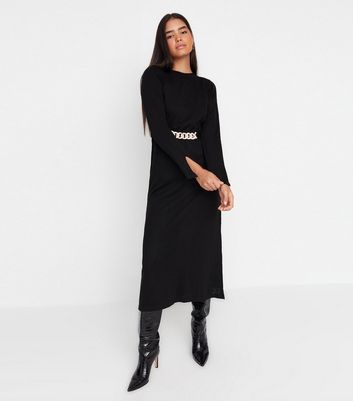 Trendyol Black Knit Chain Belted Midi Dress New Look
