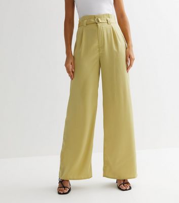 Miss Chase Trousers and Pants  Buy Miss Chase Women Yellow Solid Regular  Length Pleated Wide Leg Paper Bag Flare Trouser Online  Nykaa Fashion