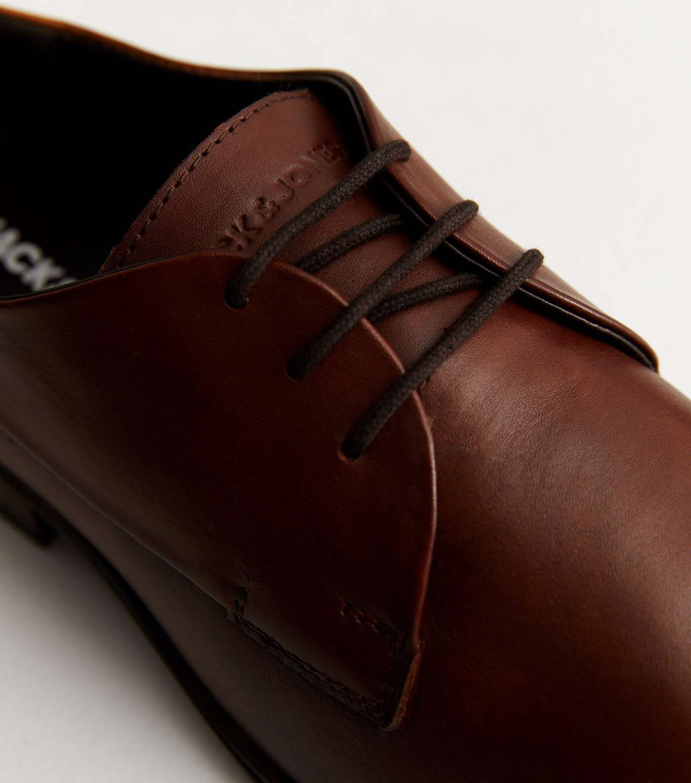 Jack & Jones Rust Leather Lace Up Rounded Brogues Image 4