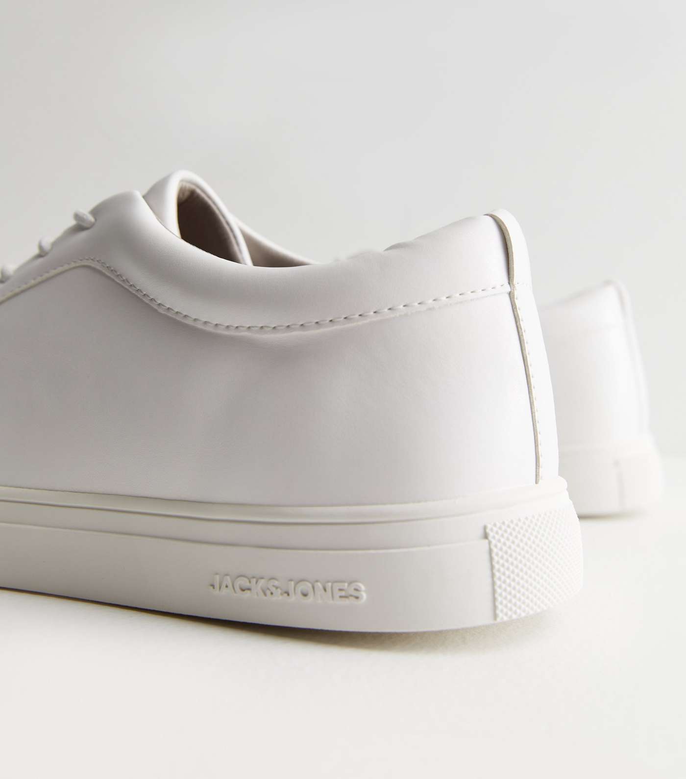Jack & Jones White Leather-Look Lace Up Trainers Image 4