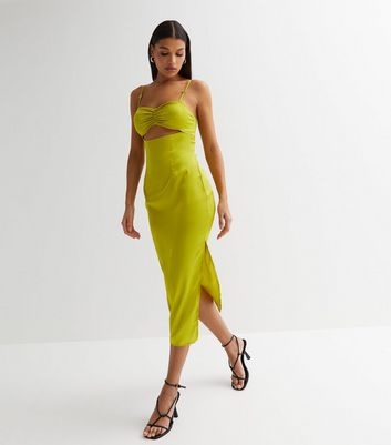 Public Desire Light Green Diamant Strappy Cut Out Midi Slip Dress