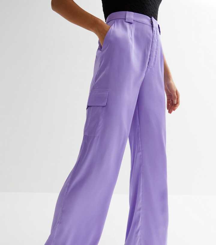White Satin Cargo Pants, Purple Door Boutique