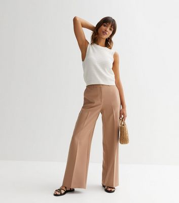 Buy Tronjori Women High Waist Casual Wide Leg Long Palazzo Pants Trousers  Regular Size Brown Short XSmall Short at Amazonin