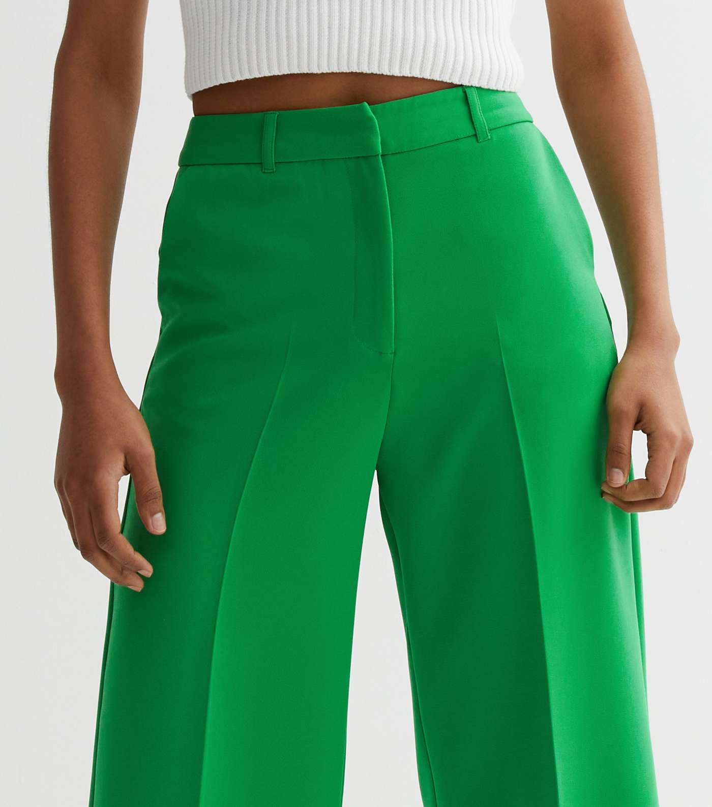 Green High Waist Wide Leg Trousers Image 3